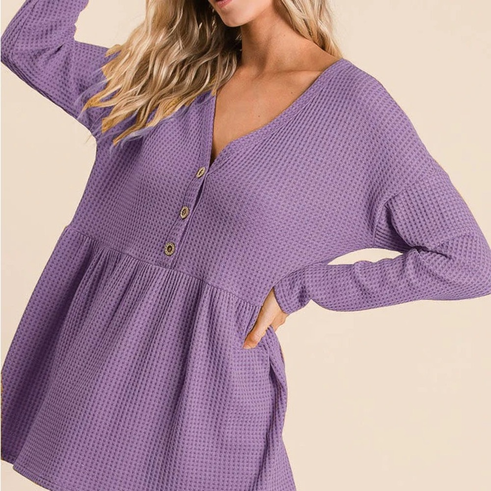 Boutique: BiBi Purple Button-Down Blouse purple iris